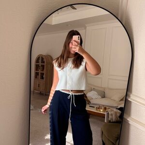 Zara White Sleeveless Button-Up Crop Top